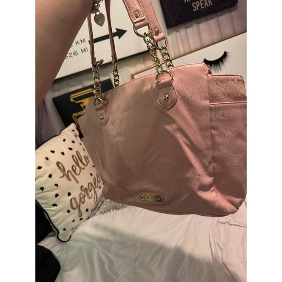 Betsey johnson rainbow sequin pink leather kitsch pocketbook satchel bag purse - Picture 4 of 13